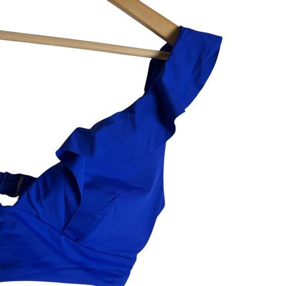 Sea Level Essentials Cobalt Blue Ruffled Hipster Two Piece Bikini Swimsuit Set 8 - Picture 6 of 13